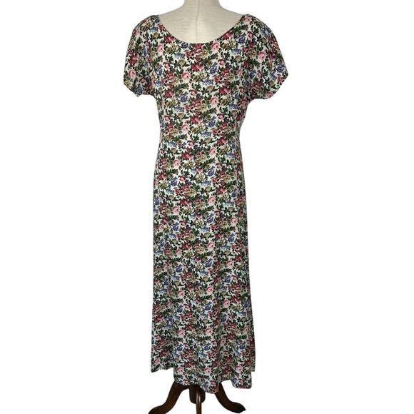 Vintage 90s Y2K All That Jazz Dress Midi Size 9/10 Floral Cottagecore Peasant - Picture 3 of 13